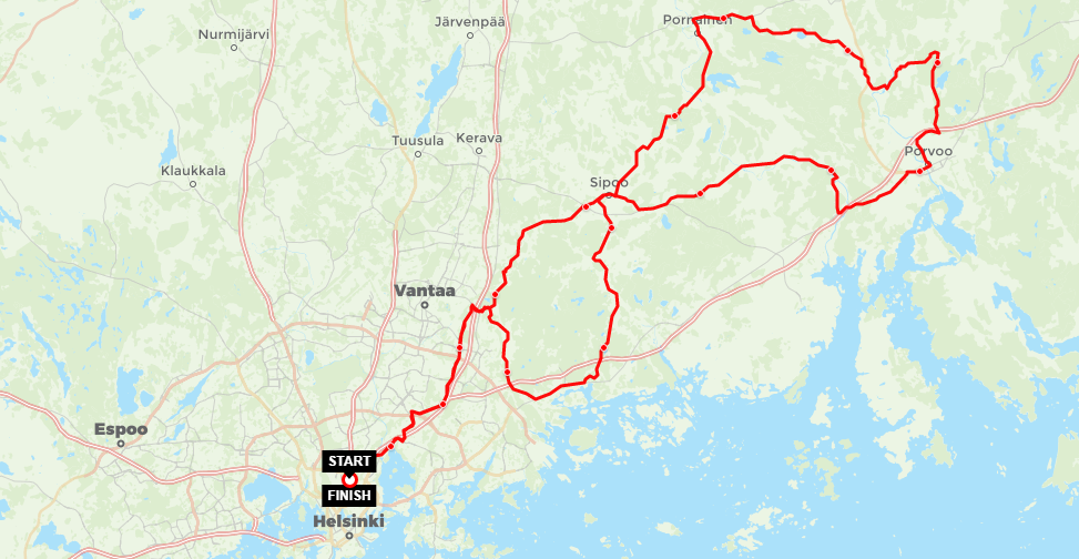 Helsinki Velotour route map