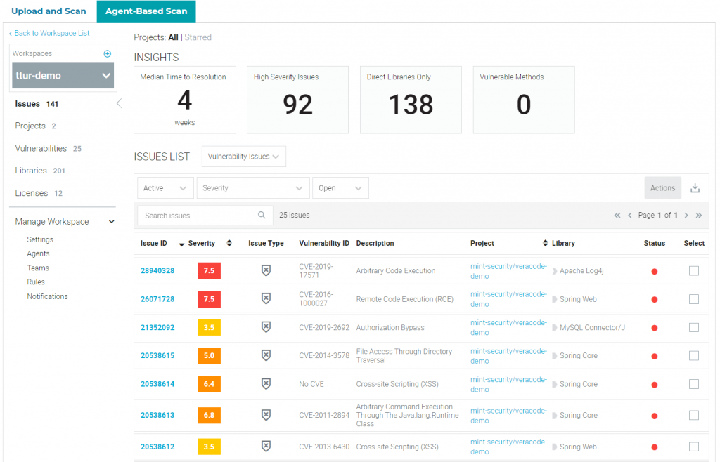 Veracode SCA - Workspace