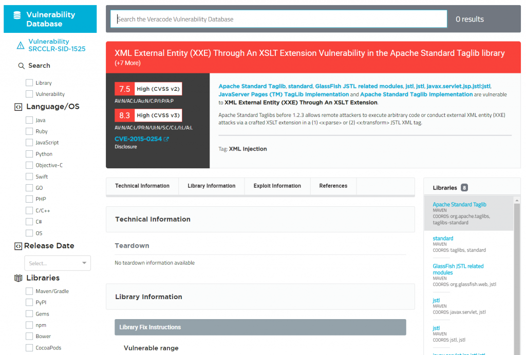 Veracode SCA - Vulnerability database